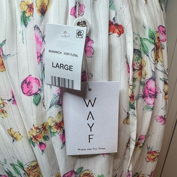 NWT WAYF Metallic Halter Maxi Dress Ivory Floral Size L - Picture 8 of 8